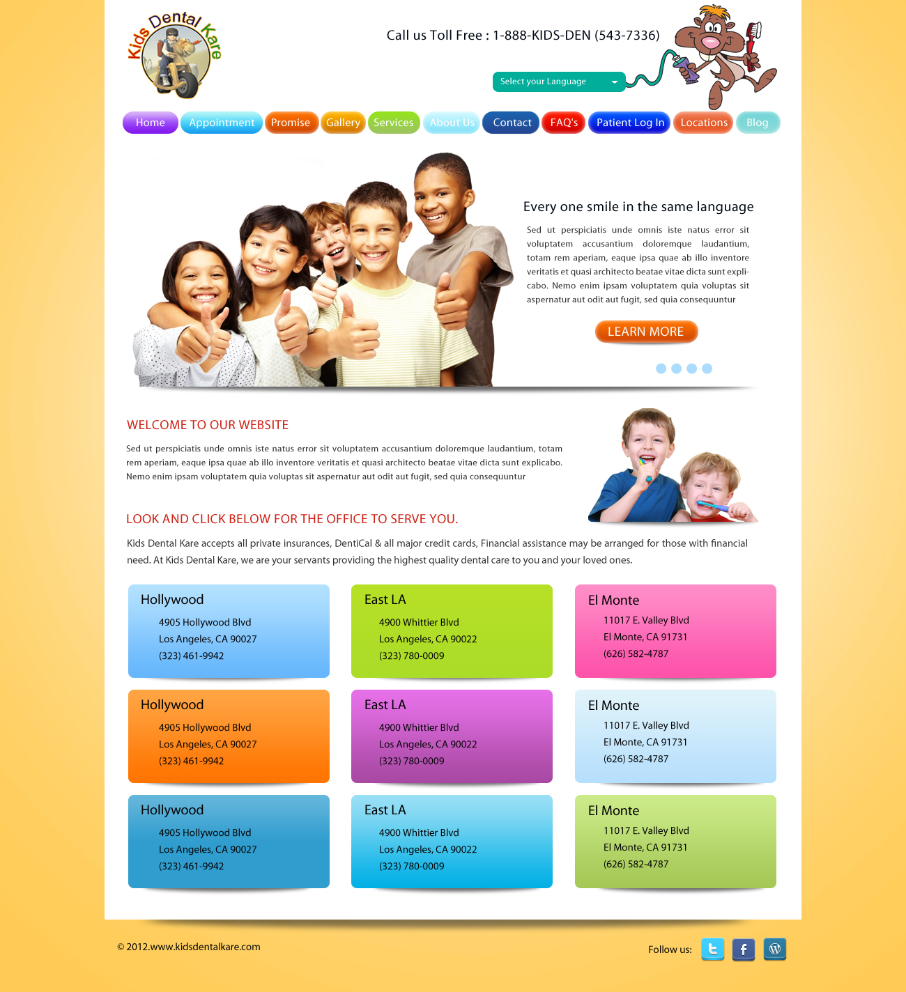Diseño Wordpress por pb para Kids Dental Kare | Diseño #1074589