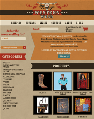 Web Design by karolin for VintageWesternWear.Com | Design: #3932141
