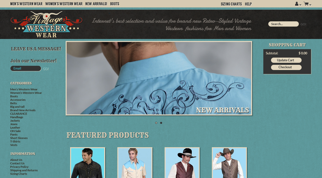 Web Design by karolin for VintageWesternWear.Com | Design #3966479