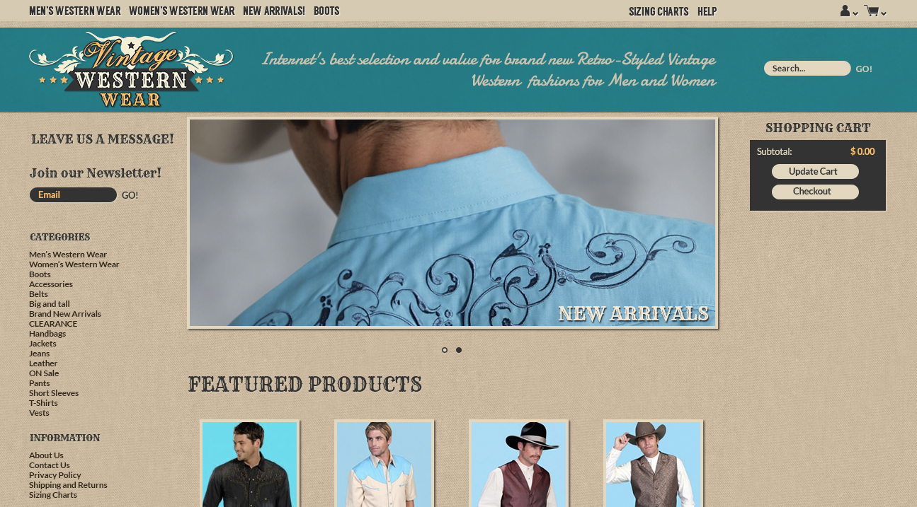 Web Design by karolin for VintageWesternWear.Com | Design #3966487