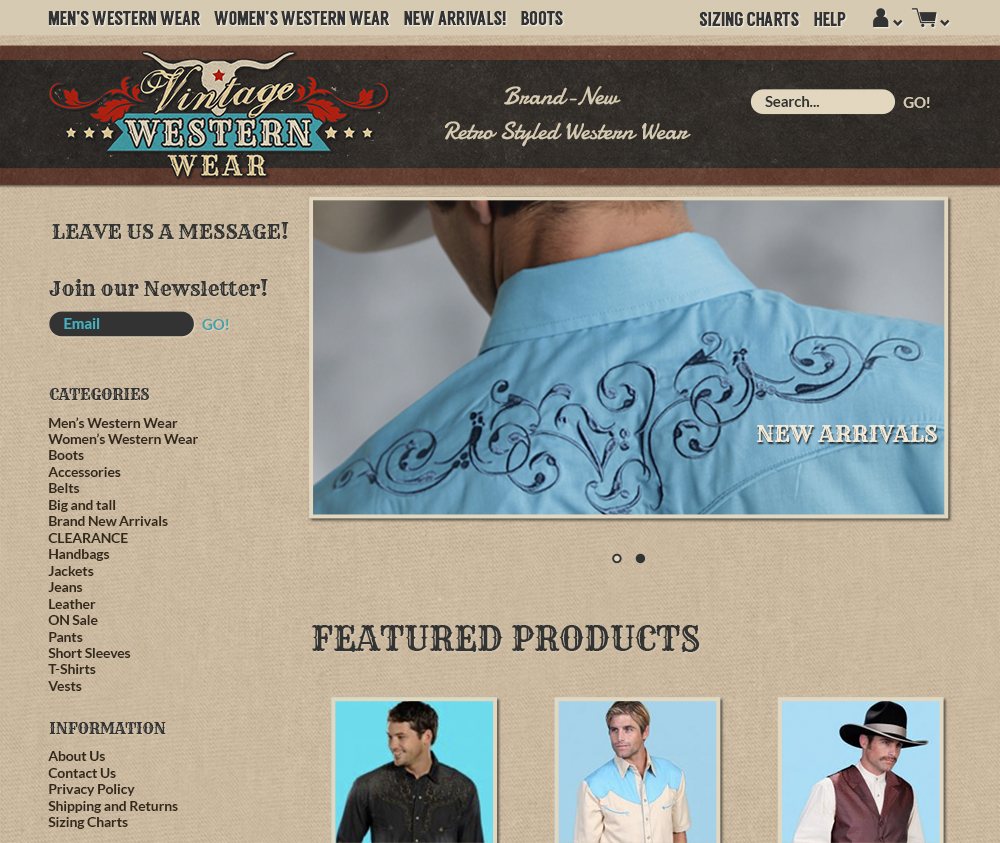 Web Design by karolin for VintageWesternWear.Com | Design #3972600