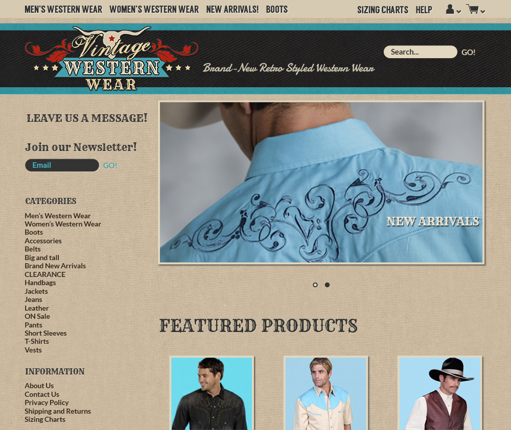 Web Design by karolin for VintageWesternWear.Com | Design #3974396