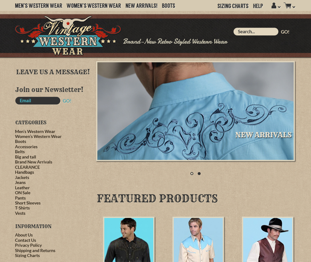 Web Design by karolin for VintageWesternWear.Com | Design #3974399
