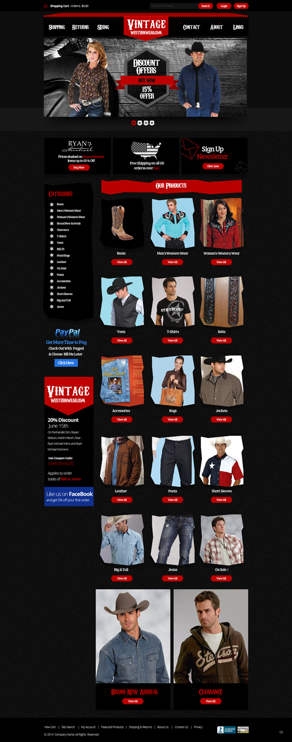 Web Design by pb for VintageWesternWear.Com | Design #3927411