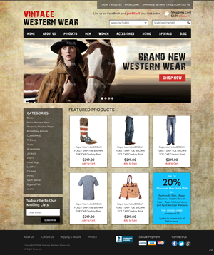Web Design by pb for VintageWesternWear.Com | Design: #3927414