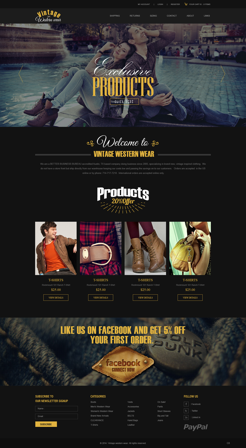 Web-Design von pb für VintageWesternWear.Com | Design #3927418