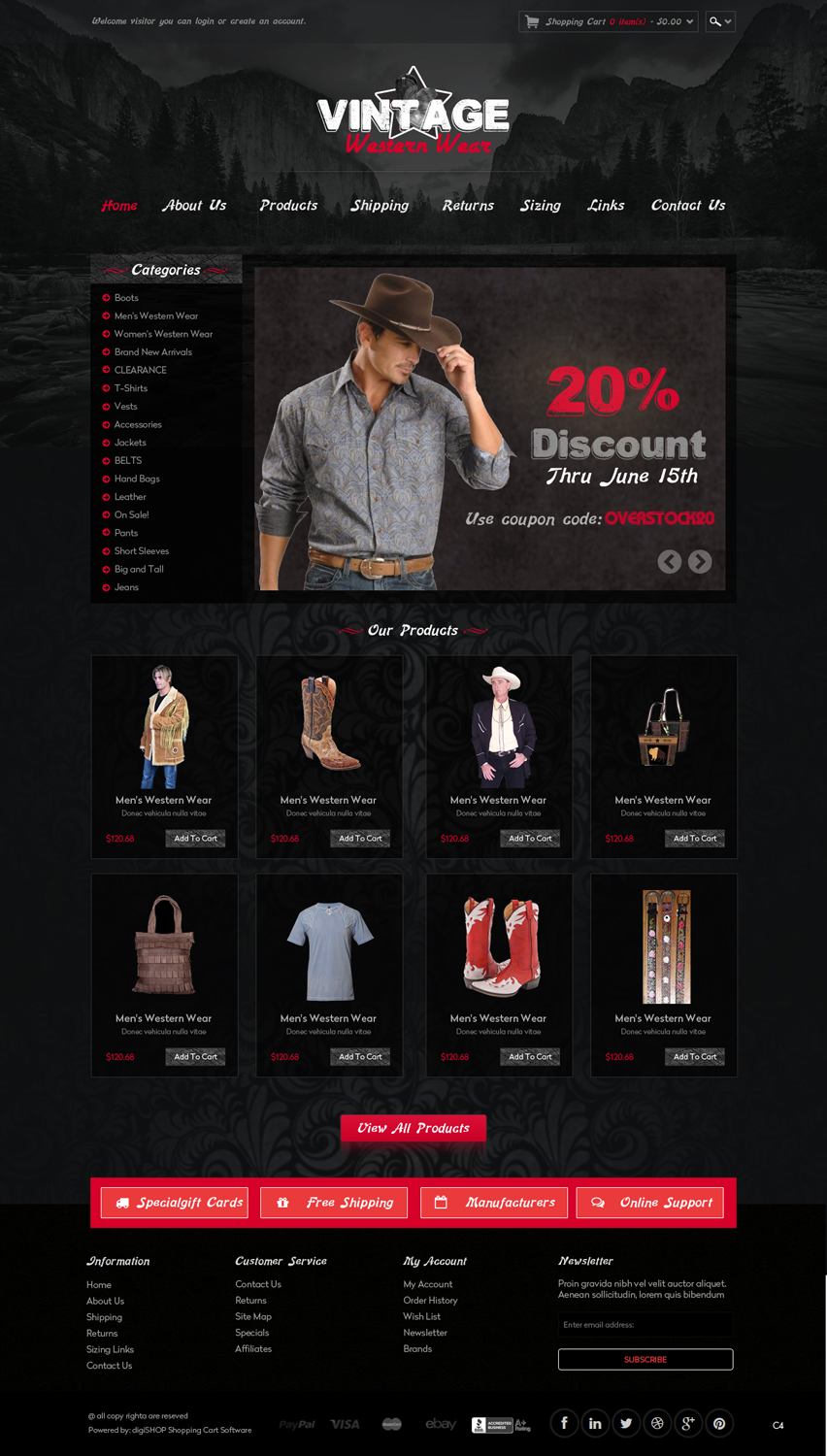 Web Design by pb for VintageWesternWear.Com | Design #3927420