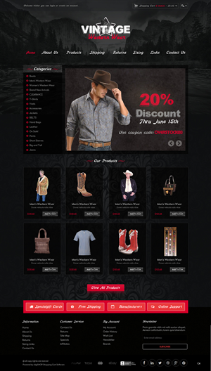 Web Design by pb for VintageWesternWear.Com | Design: #3927420