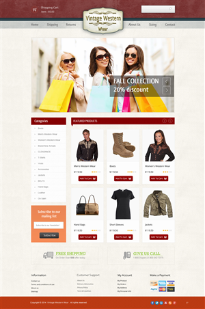 Web Design by pb for VintageWesternWear.Com | Design: #3927421