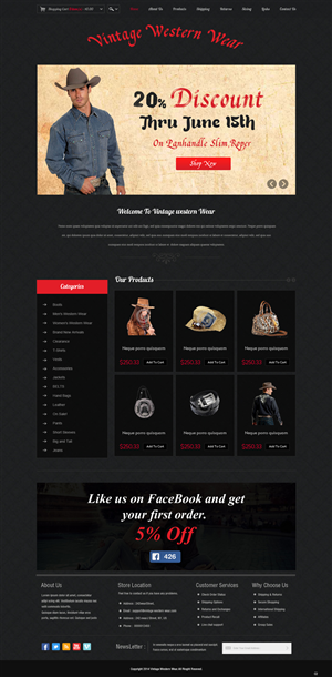 Web Design by pb for VintageWesternWear.Com | Design: #3927422
