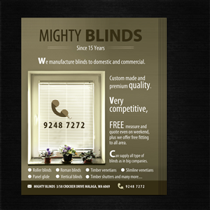 Diseño de Flyer por uk para Mighty Blinds | Diseño: #3979396