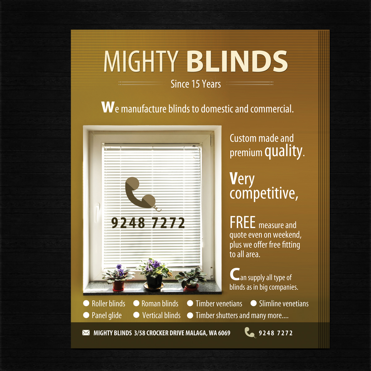 Flyer-Design von uk für Mighty Blinds | Design #3979406