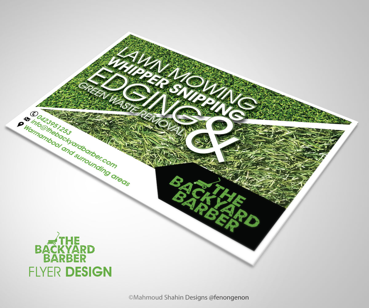 Flyer Design by Mahmoud Shahin for the backyard barber | Design #3926057