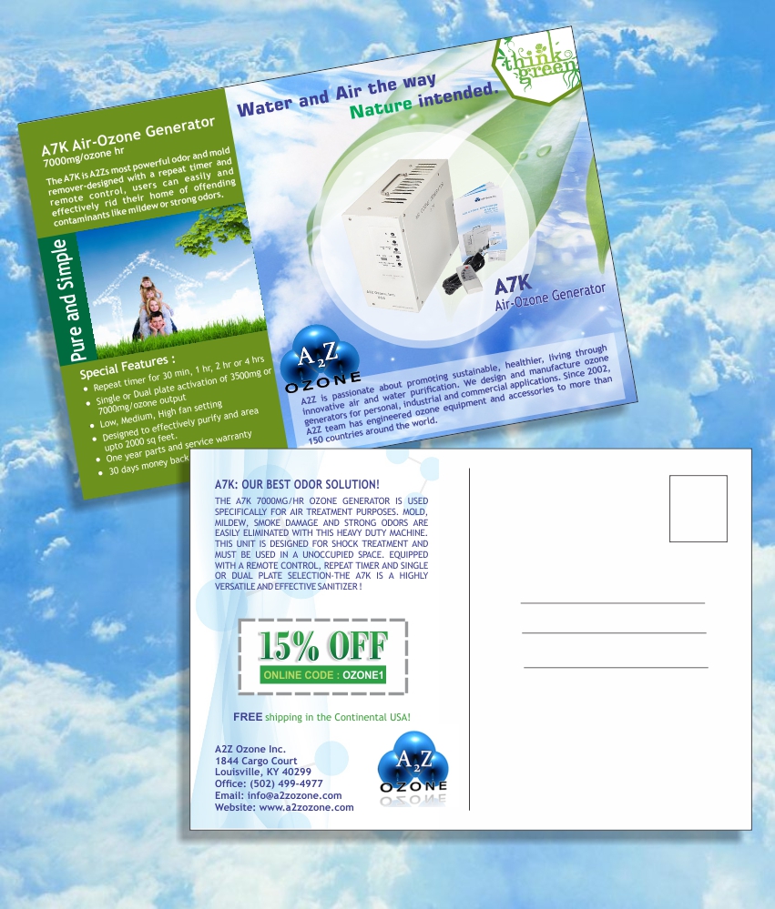 Diseño de Postal por HollyBlue Studio para A2Z Ozone Inc. | Diseño: #3988805