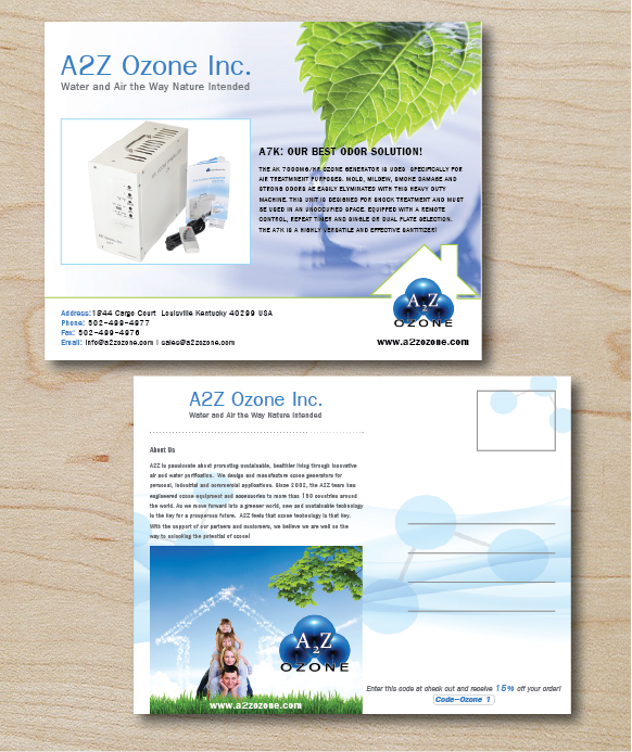 Postcard Design by alex989 for A2Z Ozone Inc. | Design #3945259