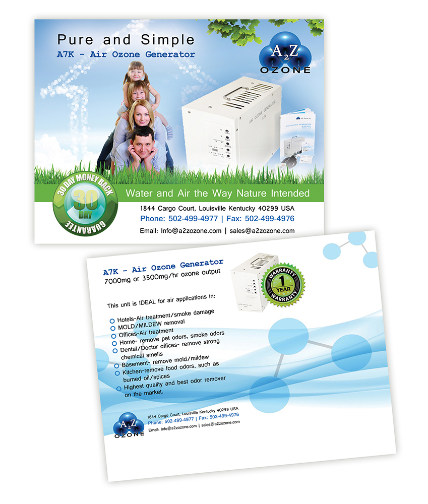 Postcard Design by creationz2011 for A2Z Ozone Inc. | Design #3984132