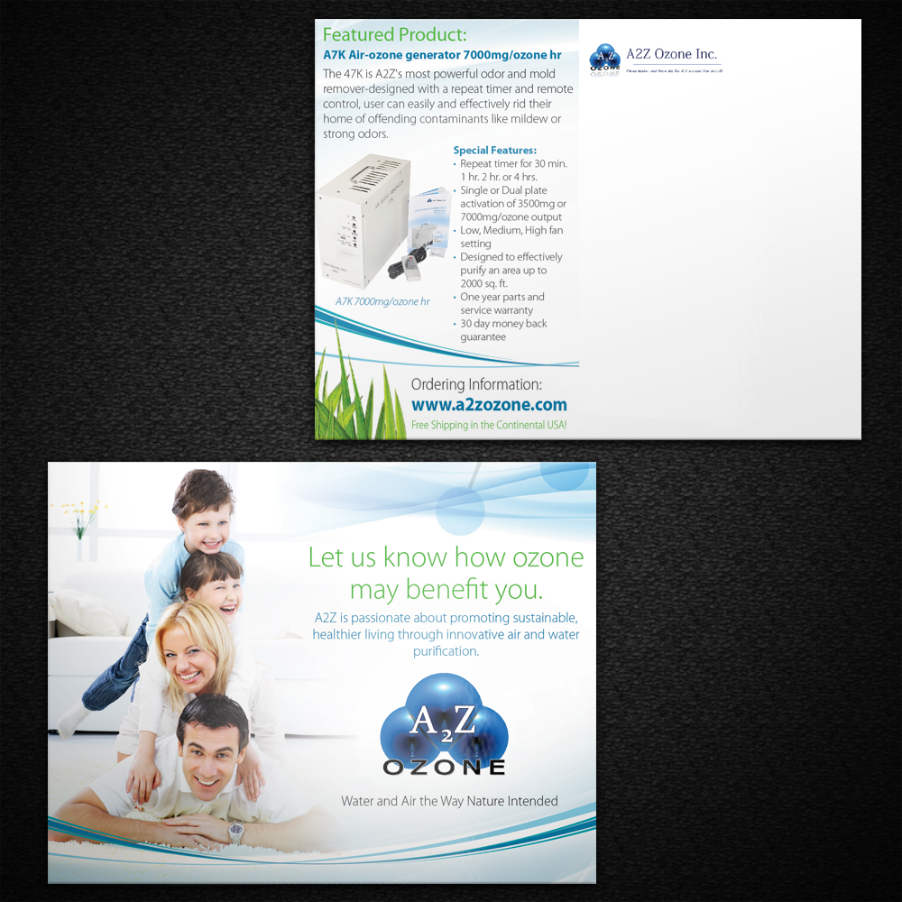 Postcard Design by Mon01 for A2Z Ozone Inc. | Design #3946188
