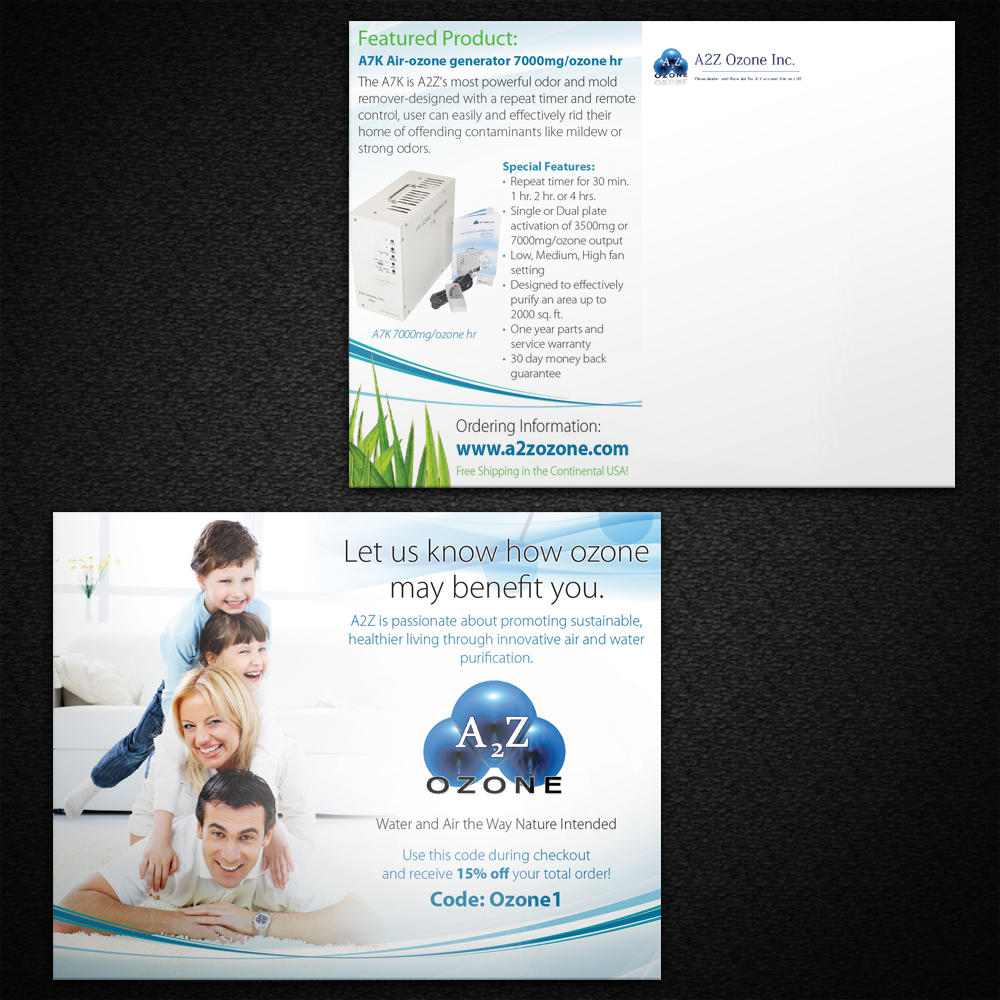 Postcard Design by Mon01 for A2Z Ozone Inc. | Design #3960820