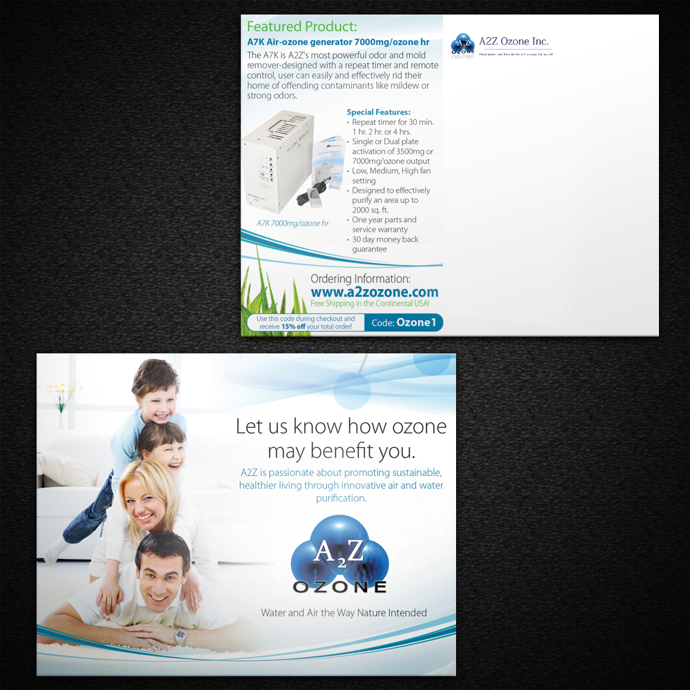 Postcard Design by Mon01 for A2Z Ozone Inc. | Design #3960832