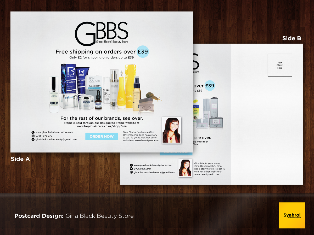 Design de Carte Postale par Syahrol pour Belleza Ltd Online Beauty Shop | Design #3929027