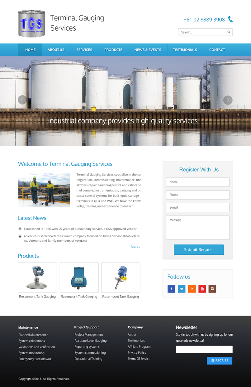 Web Design by Infinity Pix for terminal gauging services | Design #3961039