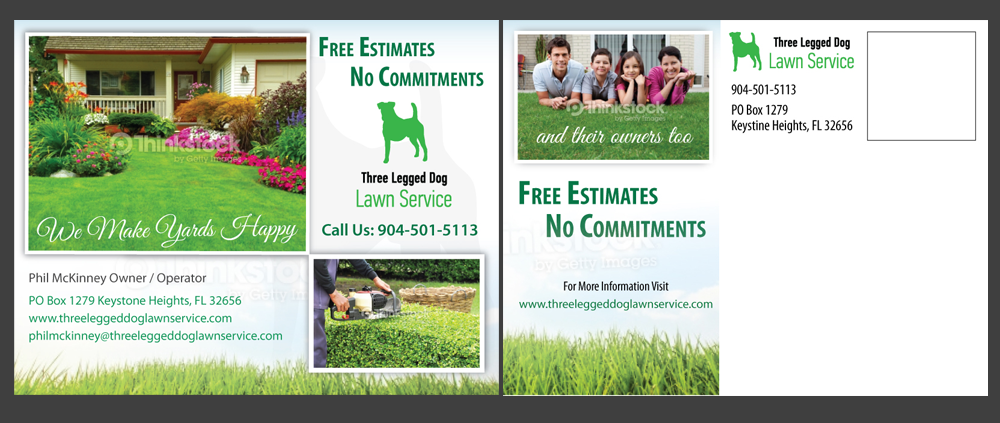 Postcard Design by uniquedesign10 for Three Legged Dog | Design #3958451