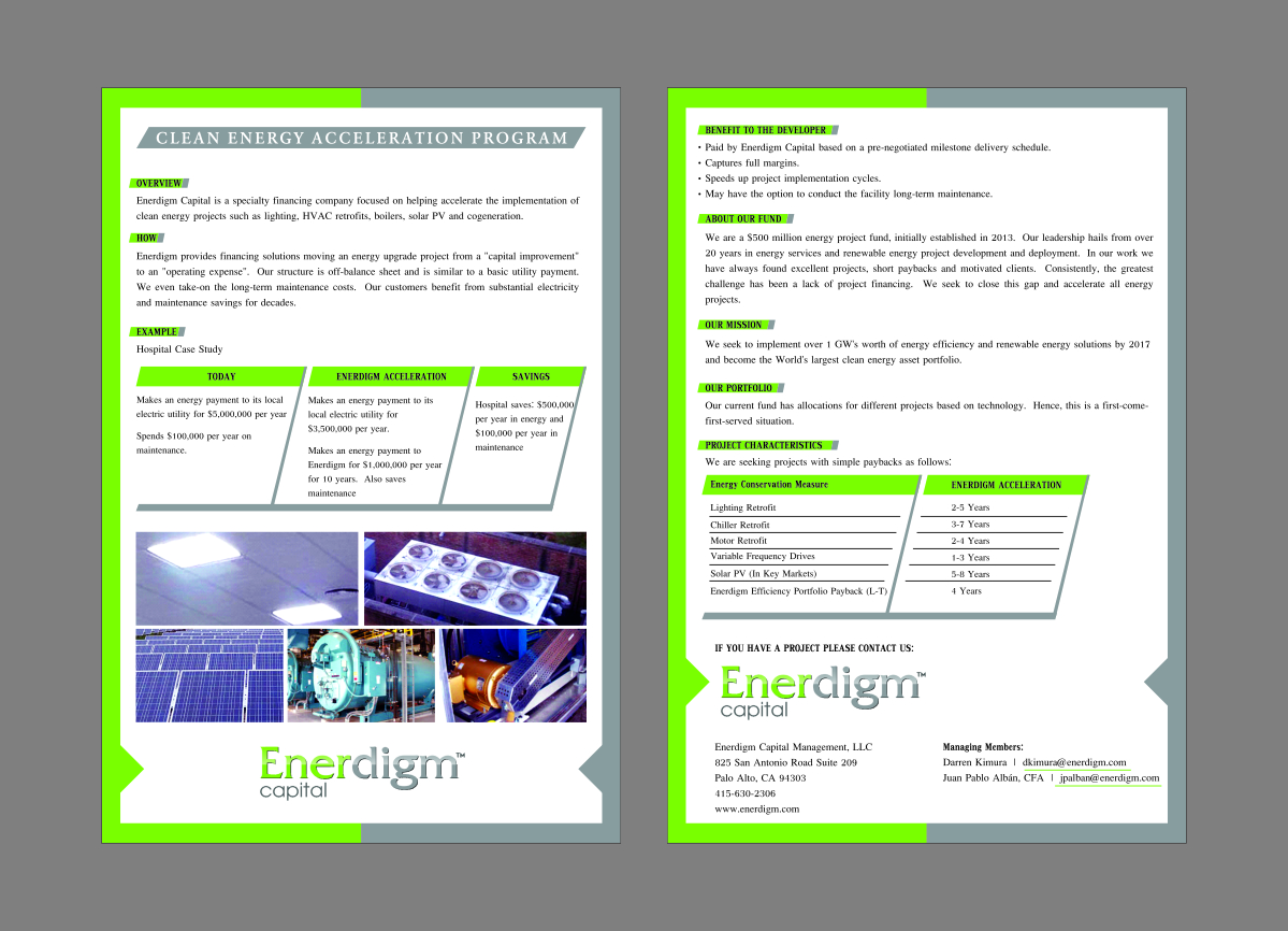 Brochure Design by cb1318 for Enerdigm Ventures | Design #3956197