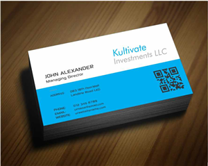 Diseño de Tarjeta de Presentación por AwsomeD para Kultivate Investments LLC | Diseño: #3929245