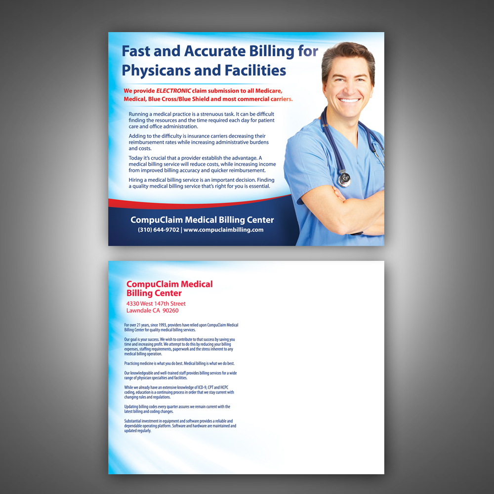 Postcard Design by earldesigns for CompuClaim Medical Billing | Design: #3997648
