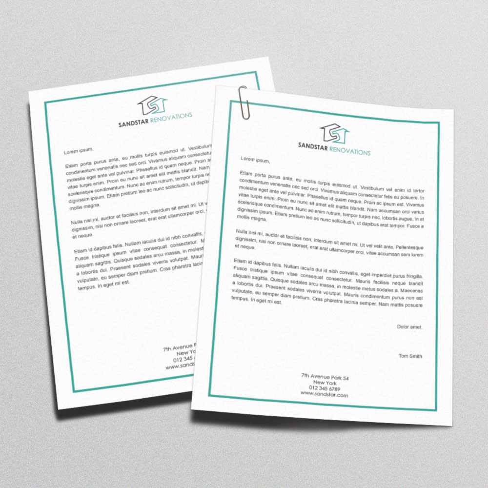 Letterhead Design by eckographic for Sandstar Renovations | Design #3945066