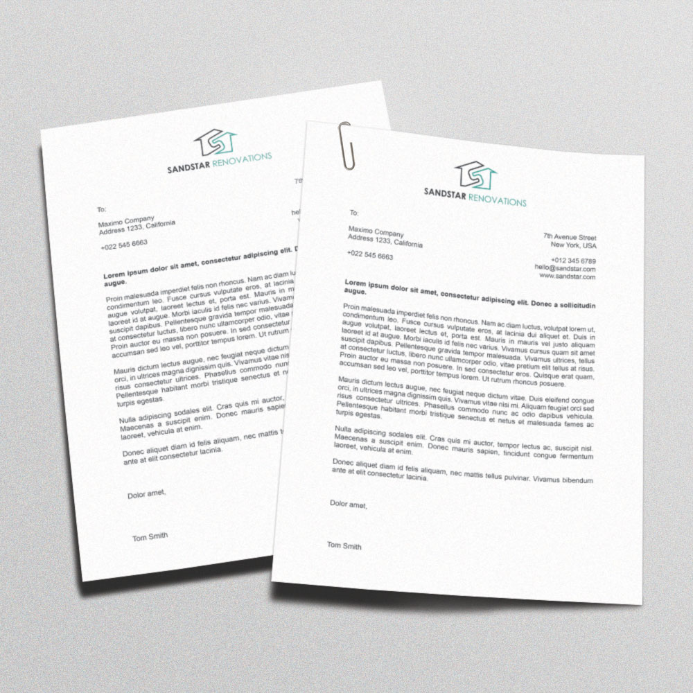 Letterhead Design by eckographic for Sandstar Renovations | Design #3945069