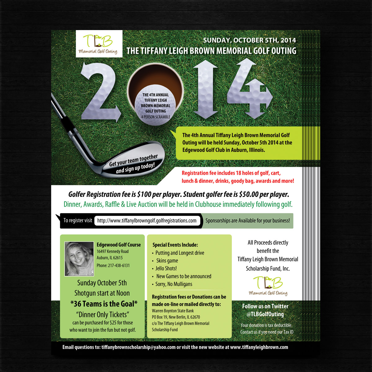 Design de Flyer par uk pour The Tiffany Leigh Brown Memorial Scholarship Fund, Inc. | Design #3964067