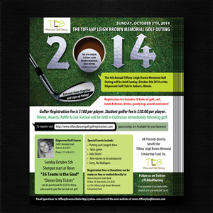 Flyer Design by uk for The Tiffany Leigh Brown Memorial Scholarship Fund, Inc. | Design: #3964067