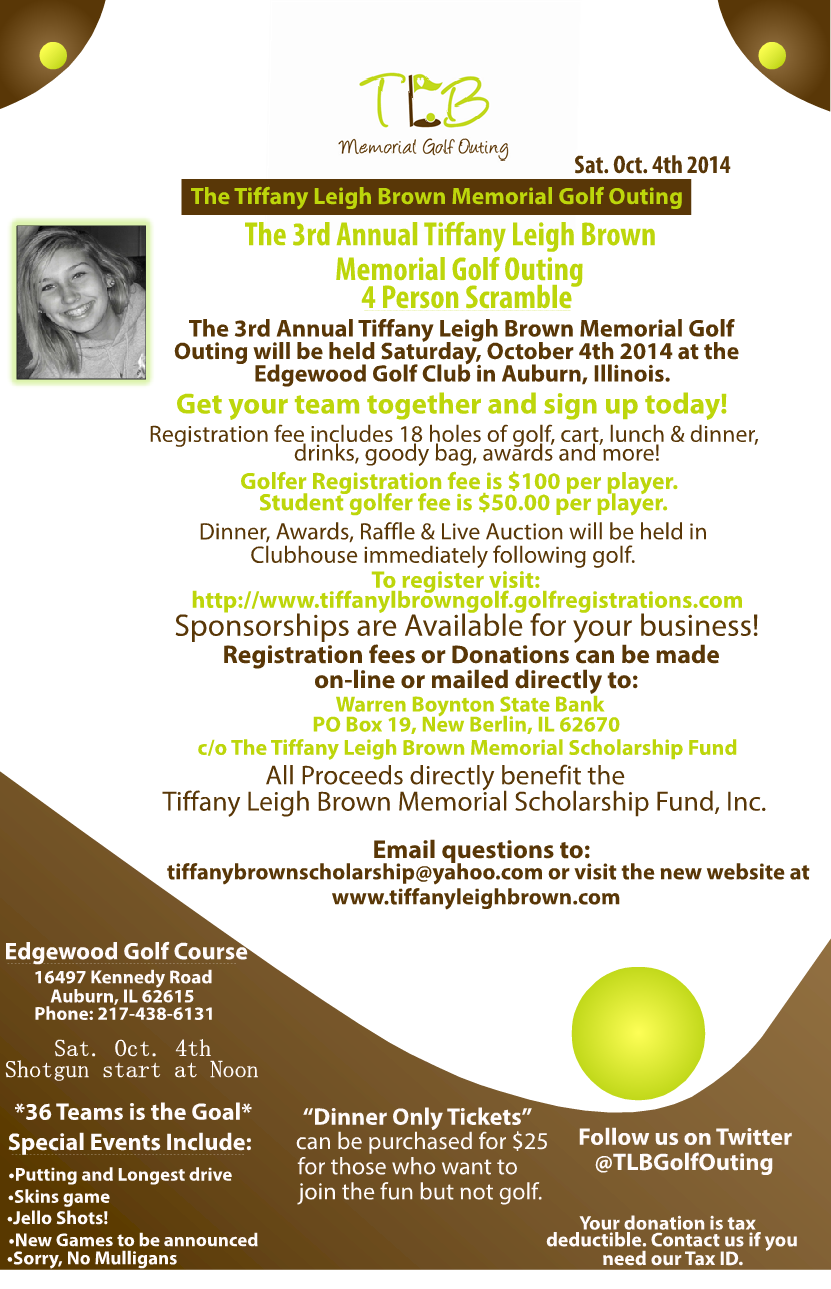 Flyer Design by shelly2340 for The Tiffany Leigh Brown Memorial Scholarship Fund, Inc. | Design #4012413