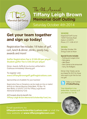 Flyer Design by John Mares for The Tiffany Leigh Brown Memorial Scholarship Fund, Inc. | Design: #4004825