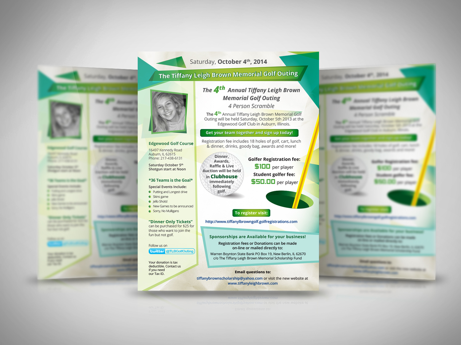 flyer design for the tiffany leigh brown memorial scholarship fund