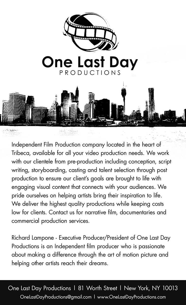 Diseño Publicitario por TSteinmetz para One Last day Productions | Diseño #3949800