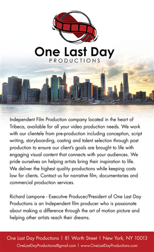Diseño Publicitario por TSteinmetz para One Last day Productions | Diseño: #3950285