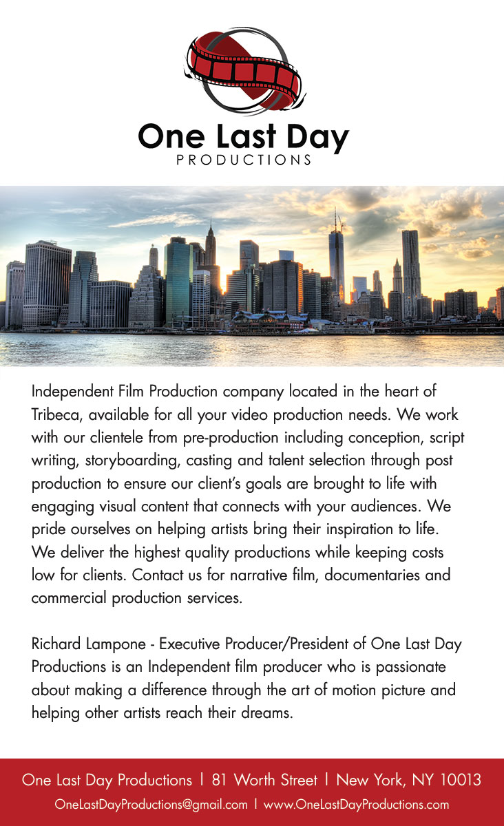 Diseño Publicitario por TSteinmetz para One Last day Productions | Diseño #3950933