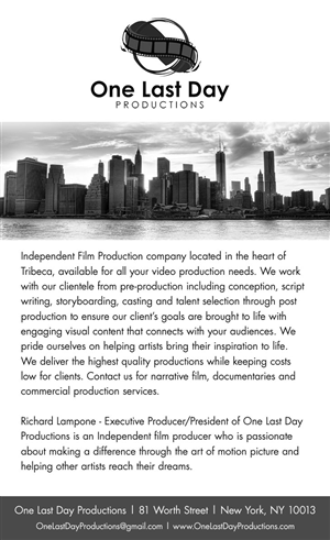 Advertisement Design by TSteinmetz for One Last day Productions | Design #3950942