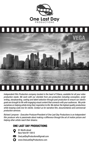 Diseño Publicitario por VEGA-Designs para One Last day Productions | Diseño: #3950247
