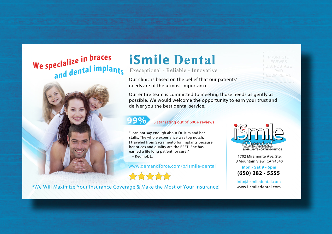 Postcard Design by uk for iSmile Dental | Design #4040321
