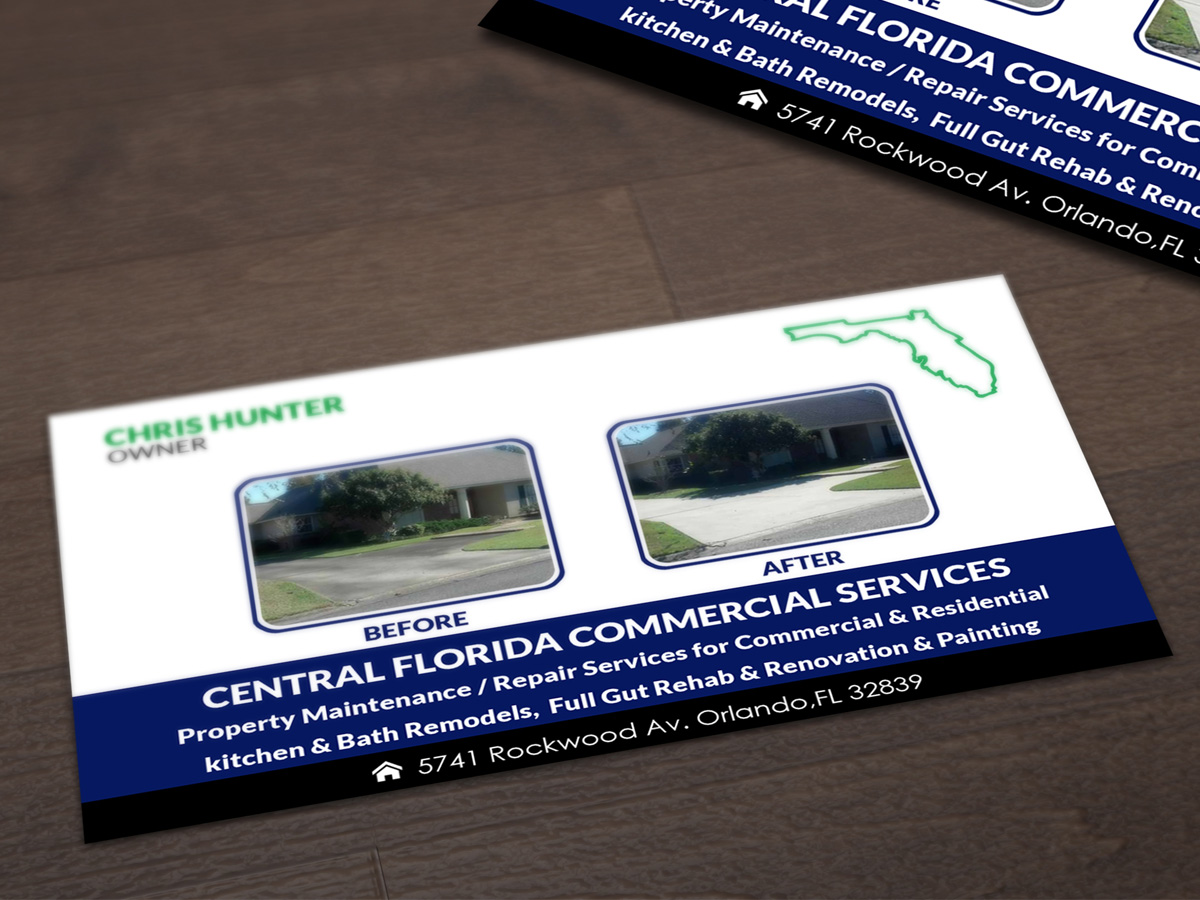 Design de Carte de Visite par Pointless Pixels India pour Central Florida Commercial Services llc | Design #4021966