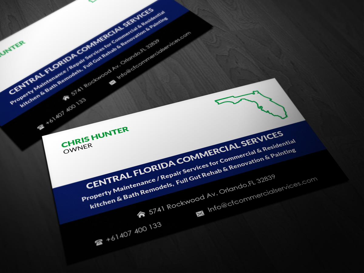 Business Card Design by Pointless Pixels India for Central Florida Commercial Services llc | Design #4021973