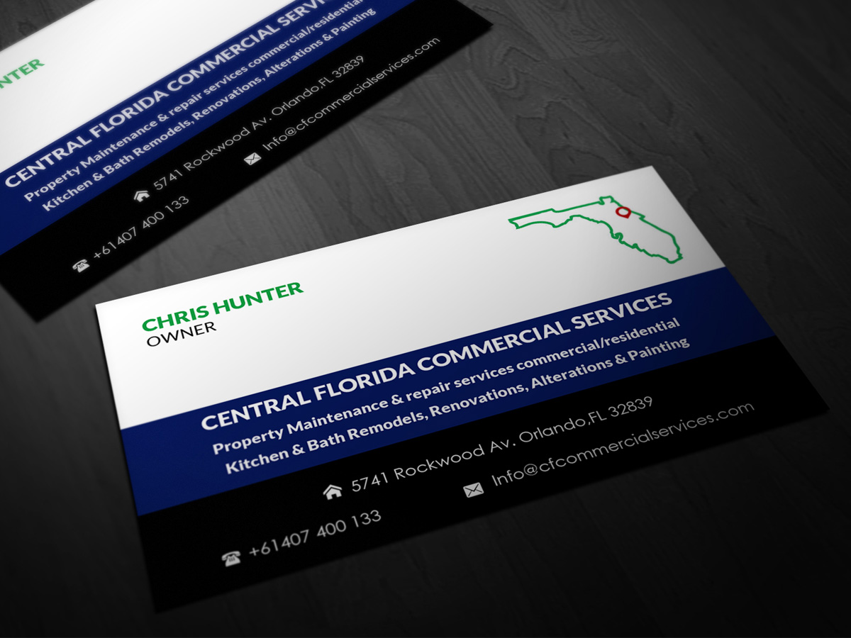 Design de Carte de Visite par Pointless Pixels India pour Central Florida Commercial Services llc | Design #4022369