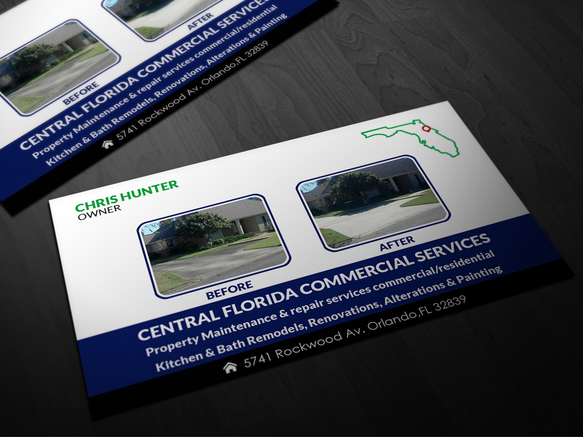 Design de Carte de Visite par Pointless Pixels India pour Central Florida Commercial Services llc | Design #4022415