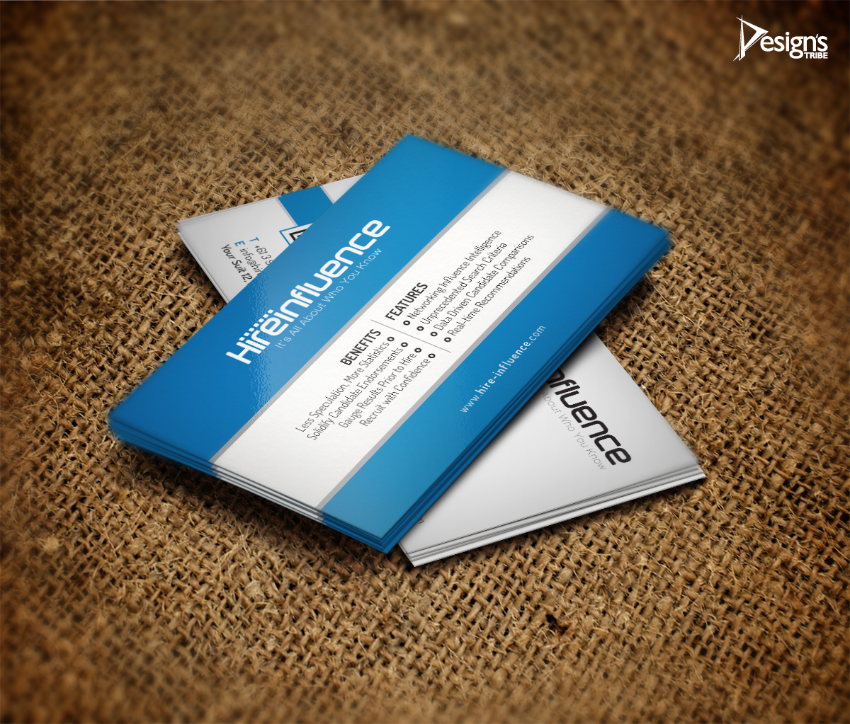 Business Card Design by DesignsTRIBE for HireInfluence, Inc. | Design #1083720