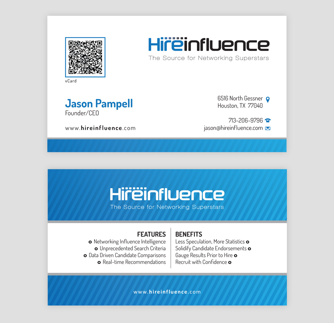Business Card Design by DesignsTRIBE for HireInfluence, Inc. | Design #1087657