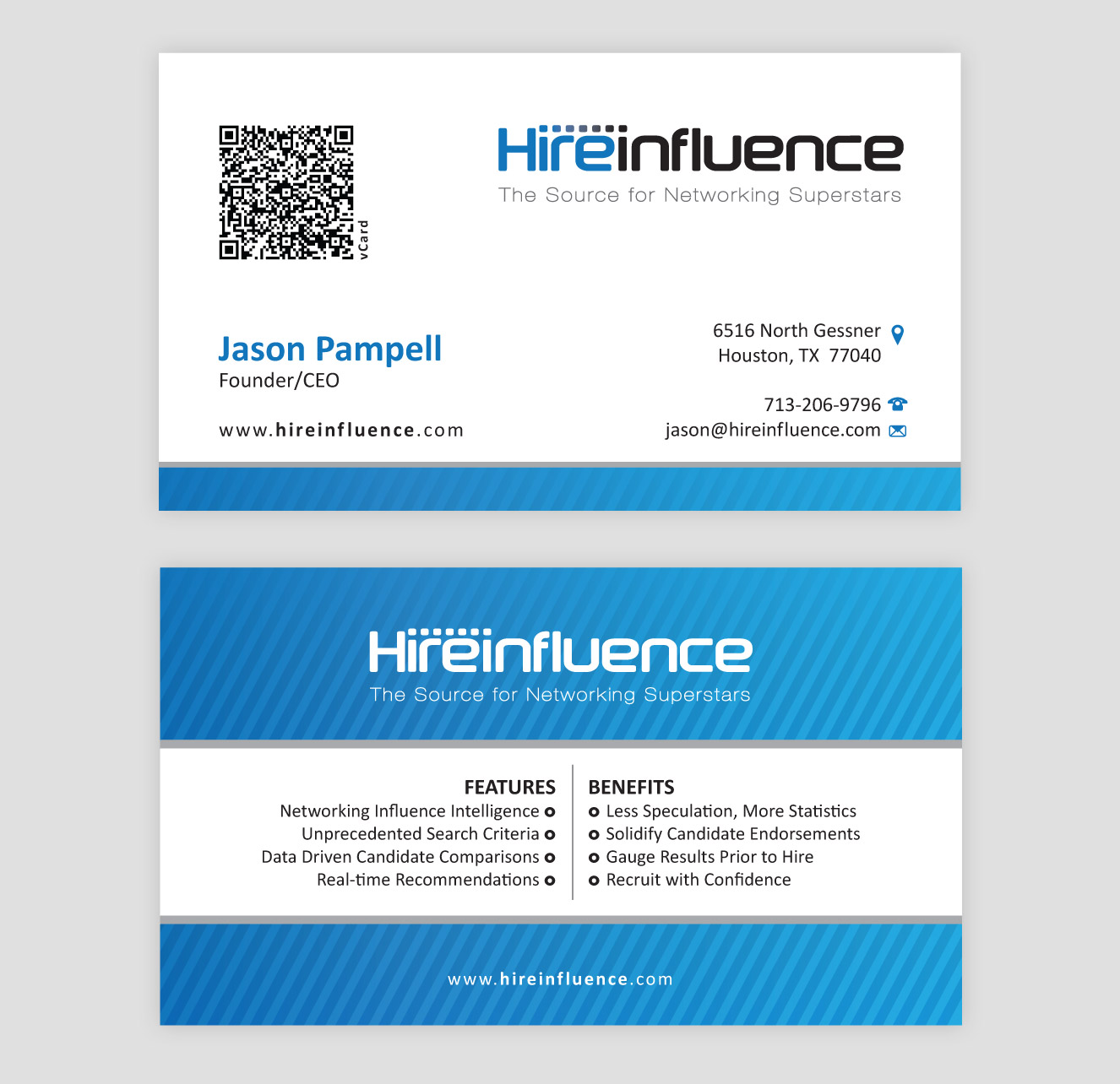 Business Card Design by DesignsTRIBE for HireInfluence, Inc. | Design: #1088599