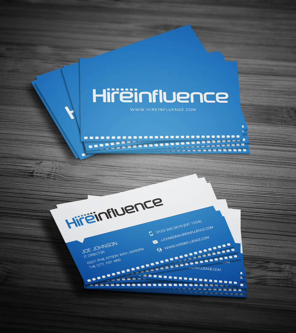 Business Card Design by diRtY.EMM for HireInfluence, Inc. | Design #1078322